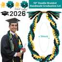 Lyrow 50'' 2026 Graduation Lei Double Braided Strands Graduation Ribbon Leis with 4 Satin Flowers Congrats Graduates Money Leis Class of 2026 Gift for Men Women