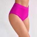 Halcurt Women's High Waisted Swim Bottoms (Available in Plus) Full Coverage Bikini Swimsuit Bottoms (Pink, L)