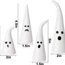 Halloween Decor Ceramic Ghost: 4 pcs Cute Halloween Decorations Indoor, Rustic Witch Hat Shape Ghost Figurine, Farmhouse Table Desk Tiered Tray Mantel Fireplace Decor for Kids Home Office