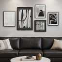 Framed Black and White Abstract Wall Art for Living Room, 5 Piece Modern Prints Paintings Artwork for Walls, Minimalist Black White Pictures for Hallway, Dining Room, Bedroom, Home Office Wall Decor, 12x16", 16x24", 11x14" , 12x12"