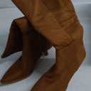 Coutgo Womens Knee High Boots Kitten Low Heel Pointed Toe Tall Boots Side Zipper Winter Dress Shoes, 8