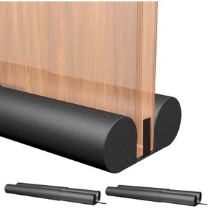 2 Pack Large Door Draft Stopper for Bottom of Doors 36 Inch Door Sweep Weather Stripping Noise Blocker Under Door Draft Noise Black Stoppers Adjustable Twin Door Sweep Draft (2 Pack)