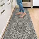 DEXI Kitchen Mats for Floor Cushioned, 23x86 Large Long Runner Rug Non Slip, Waterproof Soft Comfort Standing Padded Anti Fatigue Decorative, Brown Grey