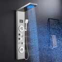ROVATE LED Shower Panel Tower System with Rainfall and Mist Shower Head, 6-in-1 Shower Panels with Jets and Handheld and Digital Temperature Display, Shower Tower High Pressure with Tub Spout