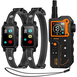 AI Dog Shock Collar 2 Dogs (10-120Lbs) - 3300FT Dog Training Collar with Remote, IPX7 Waterproof Collar with Beep, Vibration, Safe Shock for Large Medium Small Dogs, Keypad Lock and Flashing Light (Black)