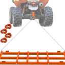 4 Ft Drag Harrow, Heavy Duty Driveway Grader, Tow Behind Lawn Rake with 5 Ft Chain, 4 Safety Belts, 2 Adjustable Bars, Driveway Drag for Gravel, Sand, Lawn, Soil, Hay, ATV, UTV, Mower, Tractor, Orange