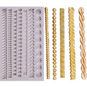 Scroll Lace Fondant Molds, Baroque Chocolate Frame Decor, Clay Frame Relief Mould for Birthday Wedding Cake Decoration Cupcake Topper Pie Crust Candy Resin Clay Furniture Corner Border, Gray