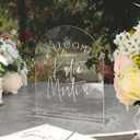UNIQOOO 10 Pack Acrylic 8x10 Clear Arch Table Sign for Wedding with Holders, 1/8 in Thick, DIY Blank Arch Sign Sheet Perfect for Decoration, Party,Anniversary, Event, Stand Included