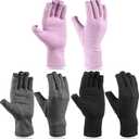 Geyoga 3 Pairs Compression Arthritis Gloves for Women Men Craft Fingerless Gloves Carpal Tunnel Pain Relief for Typing(S,Black, Gray, Purple)