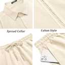 COOFANDY Men's 2 Piece Short Set Cuban Guayabera Shirts Short Sleeve Casual Beach Outfits Set (XXXL)