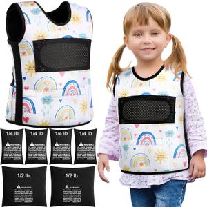 Janmercy Weighted Vest for Kids Boys Adjustable Breathable Girls Compression Vest for Processing Issue(Rainbow,Small)