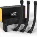 EZDIY-FAB PSU Cable Extension Sleeved Custom Mod GPU PC Power Supply Soft Nylon Braided with Comb Kit 24PIN/8PIN to 6+2Pin/ 8PIN to 4+4PIN-30CM 300MM - Black