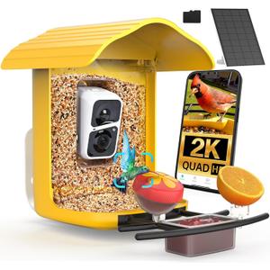 Birdsnap PAV-Bird Feeder with Camera,2K HD with 64GB Card, AI Identify Smart Bird House Cam Solar Panel,Live Stream,Motion Detection,Auto Record Video for Backyard Outdoors,Ideal Gift for Bird Lover