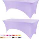 Table Covers for 6 Foot Tables, 2 Pack Light Purple Washable and Wrinkle Resistant Stretch Tablecloths Rectangle 6ft for Events, Wedding, Banquets, Parties (72" x 30" (Rectangular) 2Pack)