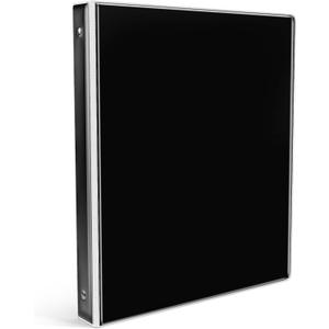 Eyrozill Cute 3 Ring Binder 1 Inch, Letter-Size PVC Cover (Black) | Water-proof, 2 Inner Pockets, Heavy Duty School Office Organizer, Recipe Binder