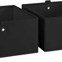 RiverRidge Home RiverRidge Kids 2pc 5" Fabric Collapsible Storage Cube Organizers for Playroom Organization Black