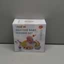 ECLIP Silicone Baby Feeding Set,10 Pcs Baby Led Weaning Supplies Baby Eating Essentials Set with Suction Bowl Divided Plate Adjustable Bib Soft Spoon Fork Cup with Lid Drinking Cup, Travel Bag (Beige)