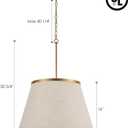 24" Boho Chandelier, Tapered Fabric Drum and Antique Gold Accents Paint Finish Shade Pendant Lighting for Nursery Room Dining Room Living Room Kitchen