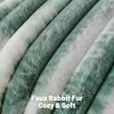 FUTEI Pack of 2 Faux Fur Throw Pillow Covers 22x22 Inch, Dark Green White