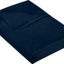 400 Thread Count 100% American Grown Cotton Navy Flat Sheet Only - Cooling Sheets - Luxury Sateen Weave - Full Size Flat Sheet Sold Separately - Super Soft Cotton Top Sheets (Full, Rivera Navy)