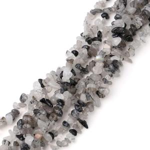 LAIDANLA Black Rutilated Quartz 400pcs Natural Chip Stone Beads 5-8mm Healing Crystal Irregular Gemstones Drilled DIY Loose Rocks Bead Crystal for Bracelet Earrings Necklace Jewelry Making Crafting