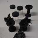 Chunful 3 Pcs Halloween Candy Jar with Lid, Plastic Treat Cookie Containers with Mini Witch Hats, Witch Brooms, Candlesticks and Ribbons, Snack Serving Bowl DIY Candy Bucket Party Decoration