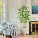 Nafresh Tall UV Resistant Ficus Tree Artificial7ft(84in) Realistic Texture Potted Faux Ficus Tree Fake Trees Indoor Outdoor for Home Office Living Room Bedroom Foyer Porch Decor.