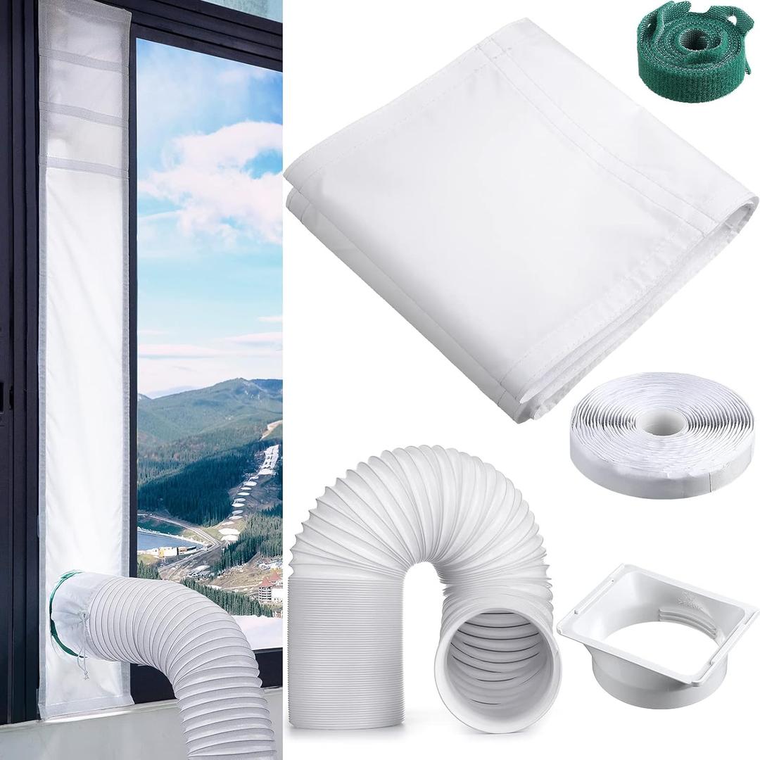 Outus Window Kit for Portable Air Conditioner 10 x 40-64 Inch Adjustable Length Waterproof with 5.9'' Diameter 80'' Long Portable Air Conditioner Hose and Square Exhaust Hose Coupler for Office Home