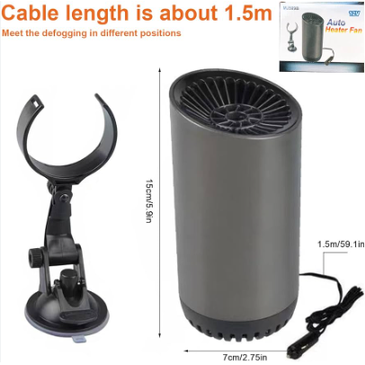 Car Heater, 12V Portable Heater for Car, 2 in1 Fast Car Heater Defroster Plug in Automobile Windscreen Fan Defroster with Suction Holder for Most Cars (Black)