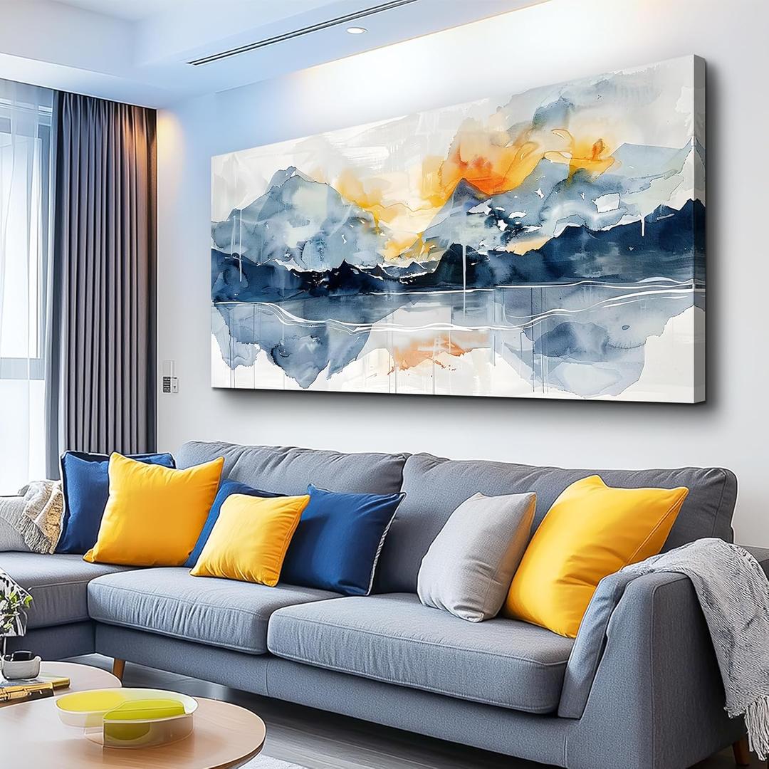 KELIYUAN Large Wall Art For Living Room Canvas Wall Decor For Bedroom Office Decoration Abstract Watercolour Wall Pictures Artwork Mountain Landscapes Paintings Modern Home Decor Hang Easy 60"X30"