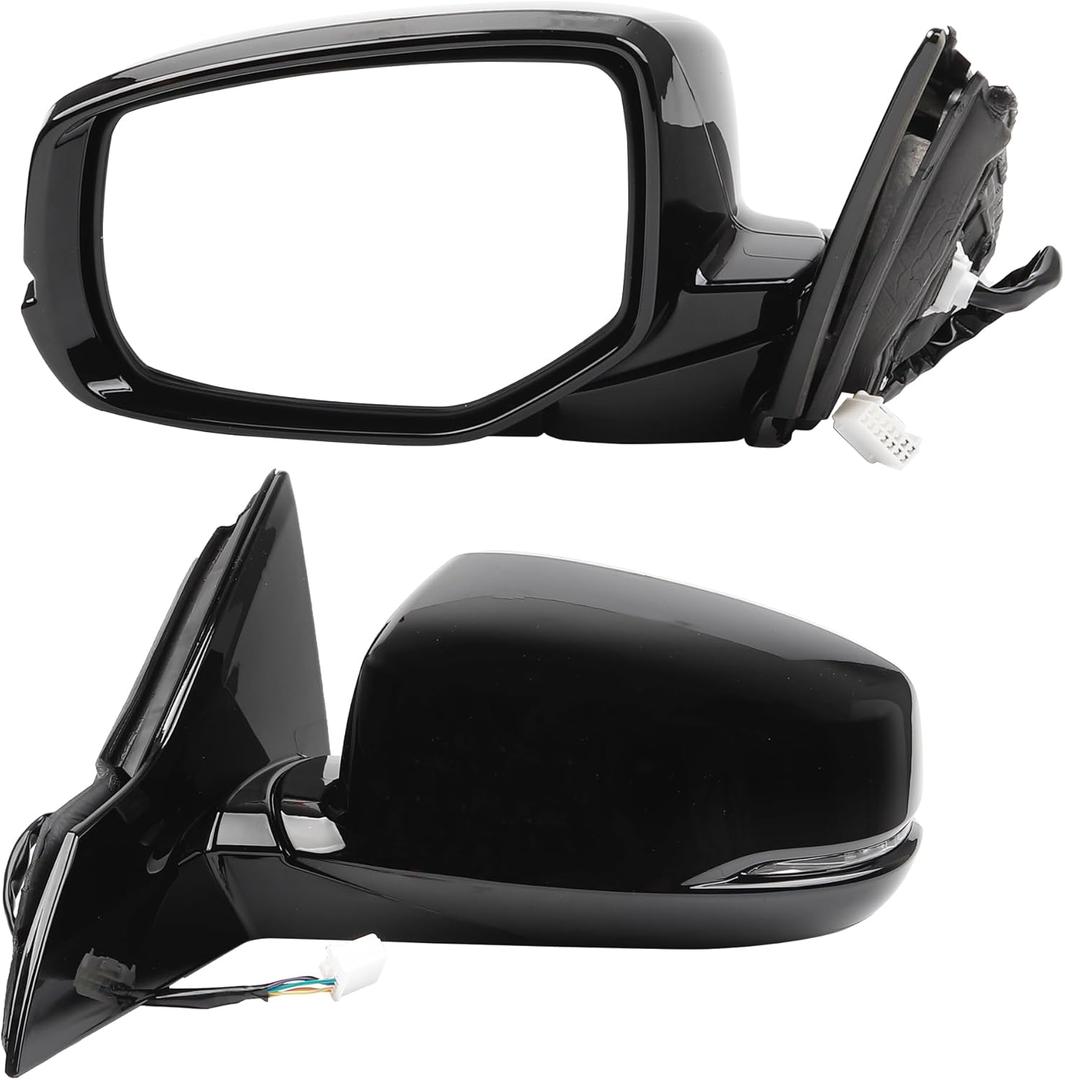 Dasbecan Left Driver Side Door Mirror Assembly Compatible with Honda Accord 2013-2017 Power Glass Heated with Turn Signal Light Replaces HO1320275 Black 6Pins