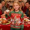 Enlifety 4-16T Kids Ugly Christmas Sweater Boys Xmas Sweatshirt Funny 3D Graphic Xmas Pullover (8-9 Years, Red Green)