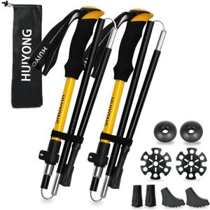 HUINING Foldable Hiking Poles Telescopic,Nordic Walking Poles Women and Men,Trekking Poles,Ultralight Trekking Poles Made of Aluminium with Lots of Accessories,110-130 cm