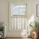 jinchan Striped Linen Kitchen Curtains 24 Inches Tier Curtains Farmhouse Modern Cafe Style Small Window Treatments Airy Light Filtering Rod Pocket for Living Room Bathroom 2 Panels Taupe Grey