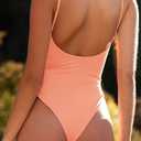 Women's Muted Baby Pink Sexy One Piece Swimsuit Bathing Suit Tummy Control High Cut Cheeky Coverage, SW07MutedClay L