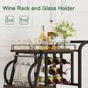 Rustic Bar Cart, 3 Tier Rolling Bar Carts for The Home, Industrial Home Serving Cart with Wine Glass Holder, Wood Metal Liquor Trolley, Mobile Beverage and Drink Carts (Walnut Brown), 16.65"D x 35.43"W x 36.06"H