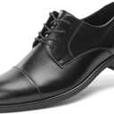 Mens Classic Dress Oxfords, Wingtip Prince Modern Formal Lace Up Shoes, Round Toe, TPR Outsole (10.5, Black)