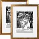 Yaetm 16x20 Picture Frame Matted to 11x14 Set of 2, 1.4” Wide Molding & Rustic Gold Poster Frames 16 x 20 for Wall Gallery, Home and Office, Wall Mount (2 pack, Gold)