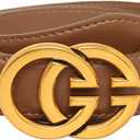 Aurolran Women's Fashion Classic Metal Buckle Leather Belt with Jeans Dress (28-31 (Pant 6-10), Aah-brown-classic)