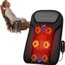 COMFIER Ultra-Slim Heated Back Massager for Chair,Deep Tissue Shiatsu Back Massager with Heat,UpDown Moving 10 Massage Nodes,Upper/Lower/Full Back Relief,Mothers Day Gifts for Mom (Dark Black)
