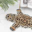 Brown Leopard Bath Mat for Bathroom, Funny Cheetah Print Cute Cartoon Bathroom Rugs Non Slip Animal Shaped Absorbent Bathtub Mat Plush Shower Door Mat Decor 39.3x25.5 Inch