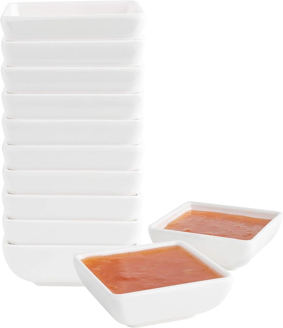 12 Pack Mini Sauce Dish 2.7", Super White, Elegant Dinnerware, 100% Melamine, Non Breakable, Durable