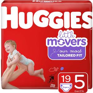 Huggies Little Movers Diapers, Step 5 (27+ lb.), 19 Ct, Jumbo Pack 