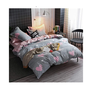 Koudi Kids Girls Duvet Cover Set Twin Pink/Grey Reversible Soft Microfiber Bedding Set Sweet Heart and Pink White Plaid Bedroom Comforter Cover for Teen Girls 3pcs