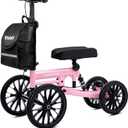 All Terrain Knee Scooter with Disc Brakes, Steerable Knee Walker for Adults for Foot Surgery, Broken Ankle- Foldable Rover Scooter for Broken Foot Injured Leg Crutch (Pink)