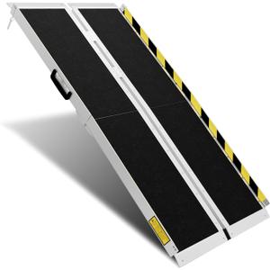 Protable Wheelchair ramp 5FT,Non-Slip Folding Aluminum Handicap Ramps, Threshold Ramps for Home, Holds up to 600lbs,Wheelchair ramp for Steps, Stairs, Doorways (5FT Useing Height 5-15inch)