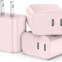 20W USB C Charger Block,3-Pack Type C Charging Block,Dual Port USB C Wall Charger Plug for iPhone 16/15/14/13/12/11/ Pro Max/Plus/Xs Max/XR/X,iPad Pro (Pink)