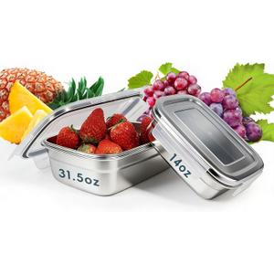 2PCS 304 Stainless Steel Food Containers with Airtight Leakproof Lids, Stackable Bento Box for Professional Meal Prep, Reusable Lunch Containers for Office & Gym, Stackable, Oven/Dishwasher Safe