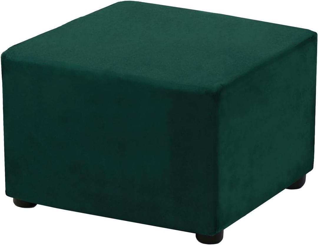 uxcell Stretch Foot Stool Cover Square Footrest Slipcover with Elastic Footstool Protector for Living Room Bedroom Fit Length 88.9-111.8cm/35-44inch, Dark Green