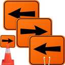 Geetery Traffic Arrow Orange Detour Signs Road Cone Top Directional Left Right Arrows Sign for Road Barricade Outdoor Construction(3 Pcs)